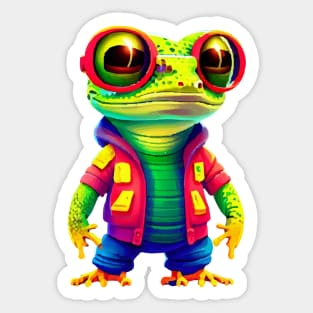 Gamer's Perfect Illustration - Cute Colorful Gekko Sticker